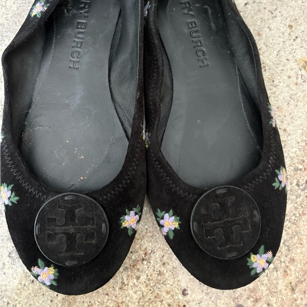 TORY BURCH Minnie Travel Flat Women 10 Daybreak Ditsy Floral Embroider Shoe